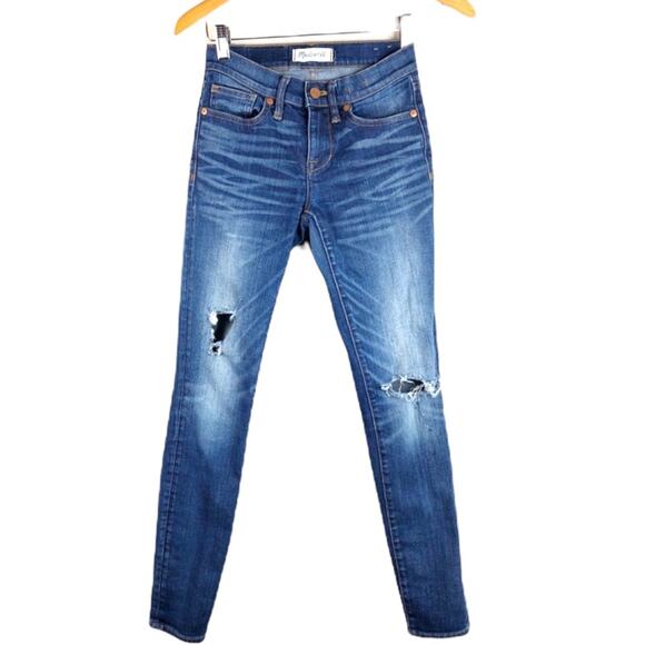 Madewell Women Skinny Distressed Jean Size 24 Mid Rise Super Cute Distressed - Picture 1 of 7